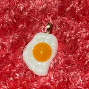 Fused glass egg pendant. Handmade